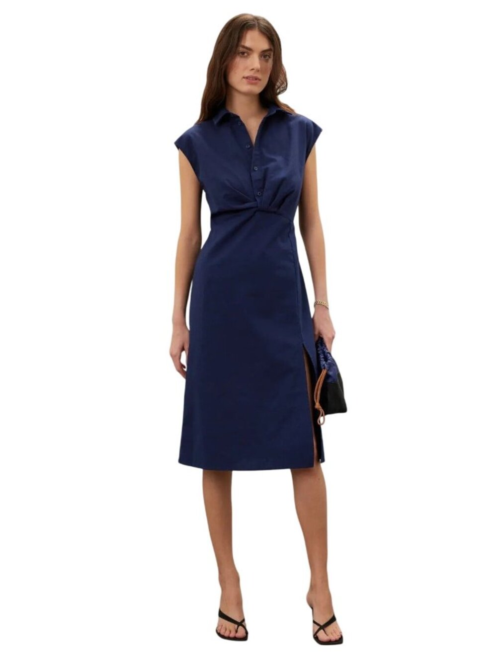Area Stars Jill Dress in Navy Blue Medium Womens Classic Sheath Midi